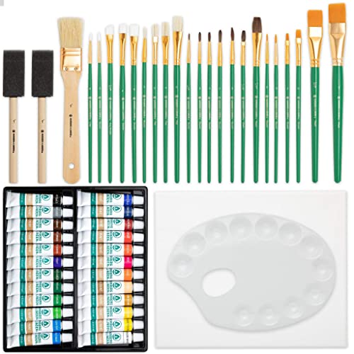 Norberg & Linden XXL Oil Paint Set - 24 Paints, 25 Brushes, 1 Canvas, and Art Palette - Oil Painting Supplies for Kids and Adults, Paint Supplies
