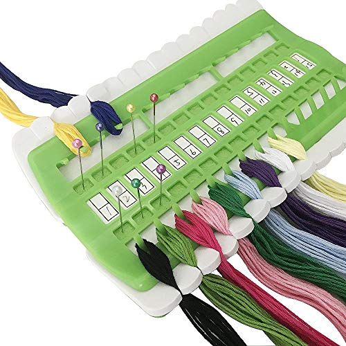 D&D Floss Organizer Embroidery Kit Cross Stitch Tool, 30 Positions Thread Organizers, Plastic & Foam, Green