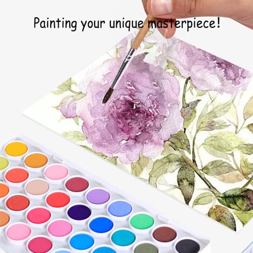 TBC The Best Crafts Watercolor Paint Set 36 Vibrant Water Color With 3 Individual Paint Pallet Non Toxic Washable Kids Paint Portable Painting Supplies for Beginners Artists