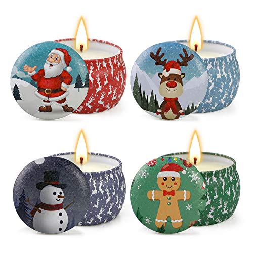 Christmas Candles Gifts for Women - Christmas Scented Candles Gifts Set - 4 Pack Aromatherapy Candle for Meditation, Yoga, Bath, Relaxing, SPA, Ideal Christmas Gifts for Mom Mother Friend Wife Present