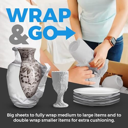 Packing Paper Sheets for Moving - 1.5lb - 50 Sheets of Newsprint Paper - Must Have in Your Moving Supplies - 27" x 17" - Made in USA