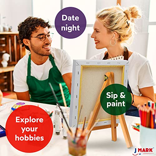 J MARK Painting Kit Includes Acrylic Paint Set, 8 x 10 in. Canvases, Brushes, Palette and More