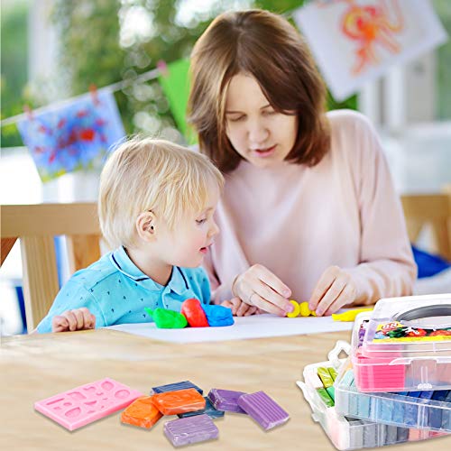 ESANDA Polymer Clay 88 Colors, Modeling Clay for Kids DIY Starter Kits, Oven Baked Model Clay with Sculpting Tools, Non-Toxic, Non-Sticky, Ideal Gift for Children and Artists