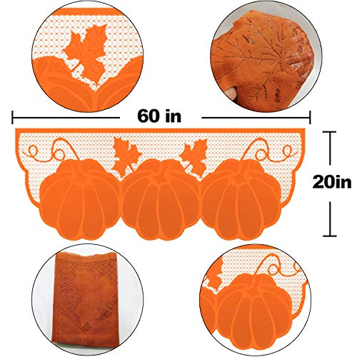 Camlinbo Fall Thanksgiving Decor Fireplace Scarf 20 x 60 Inch Brown Mantle Scarves Cover Lace Fall Runner for Thanksgiving Door Decorations Autumn Table Cover (Brown)