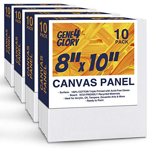 GENE4GLORY Canvas Panel 40 Pack - 8x10 Inch Artist Canvas Board for Painting