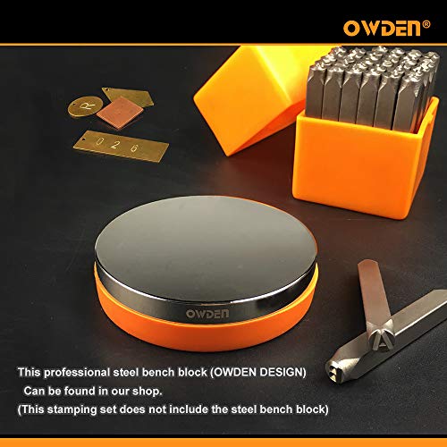OWDEN Professional 36Pcs.Steel Metal Alphabet and Figure Punch Set (5/32”) 4mm Uppercase,Steel Number and Letter Punch Set, Jewelry Craft Stamping Tool.