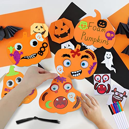 Max Fun 312PCS Halloween Pumpkin Shape Foam Stickers Glitter Set DIY Self-Adhesive Halloween Craft Kit for Kids Halloween Decoration