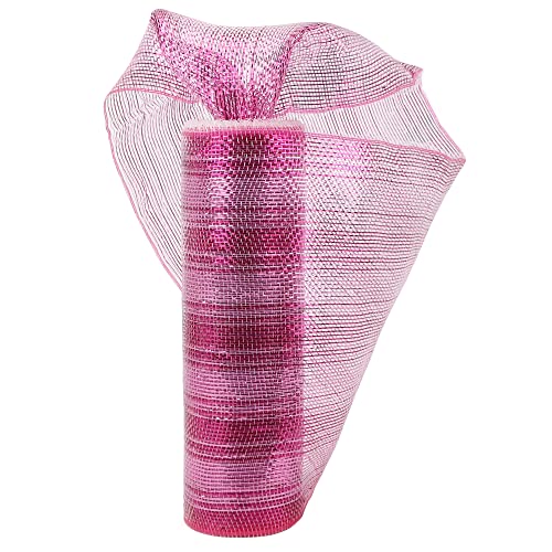 MEEDEE Pink Deco Mesh 10 Inch Valentine Hot Pink Mesh Ribbon Fabric Mesh Roll Decorative Mesh Wreath Supplies for Valentine's Day Wreath Front Door Mesh Wreath (30 Feet)
