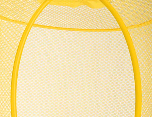 Libeder Stuffed Animal Storage Mesh Hanging Storage Space Saver Bags Organizer,Foldable Storage Organizer 4 Compartments Toy Storage Basket for Kids Room Bathroom 2 Sets Yellow