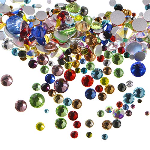 LPBeads 3456 Pieces Mix Size Flatback Rhinestones Glass Charms Diamantes Gems Stones for Nail Art Crafts Face Art (Mix SS3 4 5 6 8 10, Multicolor)