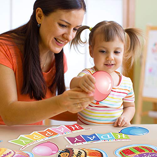 20 Pieces Happy Birthday Bulletin Board Set Birthday Wall Classroom Decoration Cutouts for Calendars Bulletin Boards Classrooms (Bright Style)