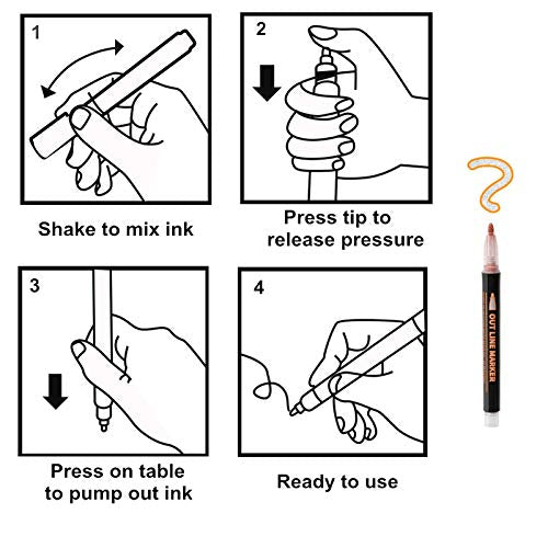 Upanic Super Squiggles Outline Markers-12 Colors Super Squiggles Shimmer Markers,Outline Markers Double Line Pen,Outline Markers Self-Outline Metallic Markers