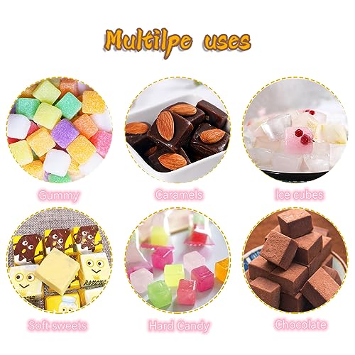 JOERSH Square Candy Molds Silicone Molds for Hard Candy, Gummy, Caramels, Chocolate, Ganache, Ice Cubes, 252 Cavity