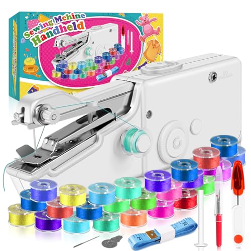 Handheld Sewing Machine with Accessories Kit,Mini Sewing Machine for Quick Stitching,Portable Sewing Machine Suitable for Home,Travel and DIY,Electric Handheld Sewing Machine for Beginners