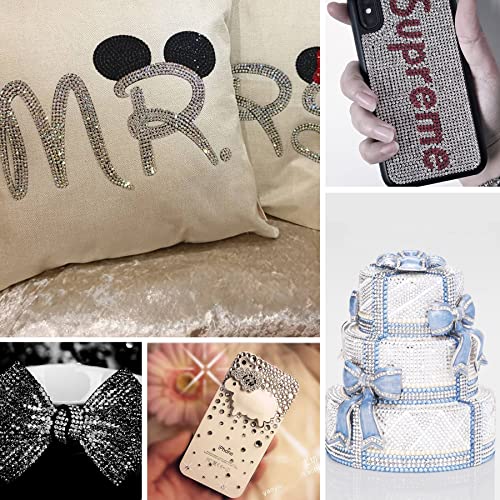 Nibiru 6616pcs Hotfix Rhinestones 5 Mixed Sizes FlatBack Crystal Rhinestones for Crafts Round Glass Gems with Tweezers and Picking Rhinestones Pen(Clear)