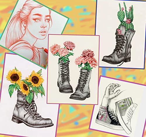 Heshengping Sketch & Drawing Art Pencil Kit-50 Piece Set, Include 24 Color Pencil(For Adult Kid Coloring Books) & Graphite Charcoal-Pencil Etc., Art Supply Ideal for Adult, Kid,Student, Beginner