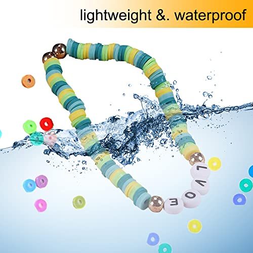 MIIIM 3600 PCS 10 Strands Clay Beads Polymer Clay Beads for Jewelry Making, Vinyl Heishi Beads 6mm for Surfer Bracelets Necklace Making (Blue)