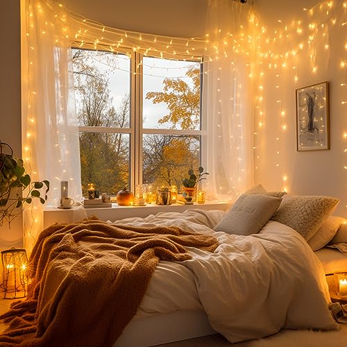 JMEXSUSS 168FT 600 LED Christmas Lights Outdoor Waterproof 8 Modes Indoor Christmas String Lights Warm White Christmas Tree Lights Plug in for Room Bedroom Wedding Party Holiday Decorations.