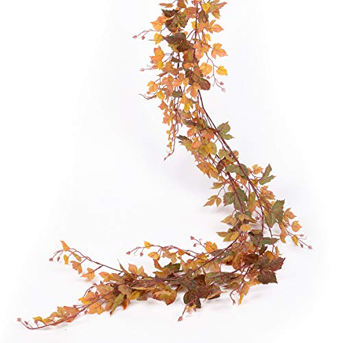 2 Pack Fall Maple Leaf Garland - 6.5ft/Piece Artificial Fall Foliage Garland Autumn Decoration for Home Wedding Halloween Party Thanksgiving