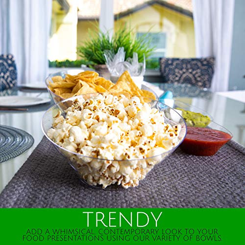 PLASTICPRO Disposable Angled Plastic Bowls Round Small Serving Bowl, Elegant for Party's, Snack, or Salad Bowl, Clear Pack of 8