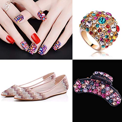 LPBeads 3456 Pieces Mix Size Flatback Rhinestones Glass Charms Diamantes Gems Stones for Nail Art Crafts Face Art (Mix SS3 4 5 6 8 10, Multicolor)