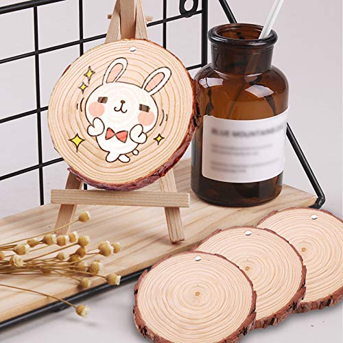 chfine Natural Wood Slices for Crafts 42 Pcs 2.4-2.8 Inches Natural Wood Unfinished Rounds with Pre-drilled Hole and 33 Feet Twine String Christmas DIY Crafts Ornaments Party Wedding Decoration