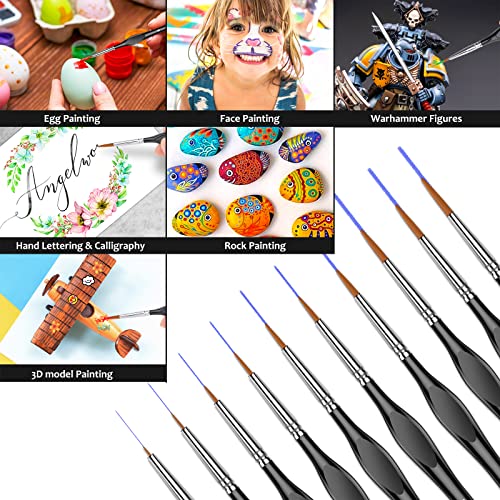 Miniature Paint Brushes,10Pcs Small Fine Tip Paintbrushes, Micro Detail Paint Brush Set, Triangular Grip Handles Art Brushes Perfect for Acrylic, Watercolor, Craft, Models, Warhammer 40k (Black, 1)