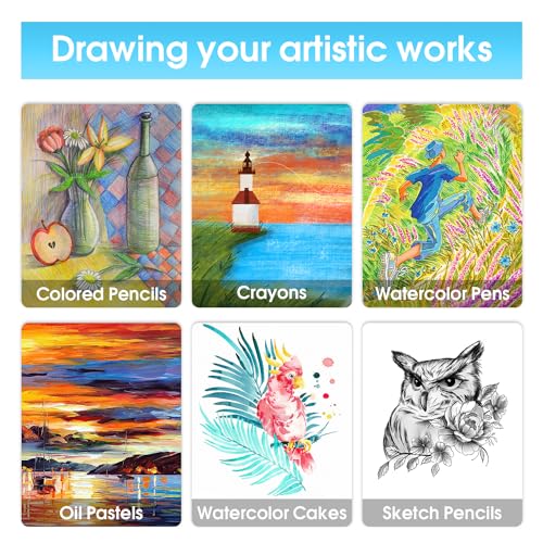 VigorFun Art Kit, Drawing Painting Art Supplies for Kids Girls Boys Teens, Gifts Art Set Case Includes Oil Pastels, Crayons, Colored Pencils, Watercolor Cakes (Blue)