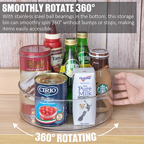 Tiblue Lazy Susan - 2 Pack Round Plastic Clear Rotating Turntable Organization & Storage Container Bins for Cabinet, Pantry, Fridge, Countertop, Kitchen - Spinning Organizer for Spices, Condiments