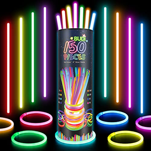 Glow Sticks Bulk Party Favors: 150 PCS 8 Colors Glow in The Dark Party Supplies 8" Glow Necklaces and Bracelets with Connectors Light up Birthday Halloween 4th of July Wedding Neon Party Decorations