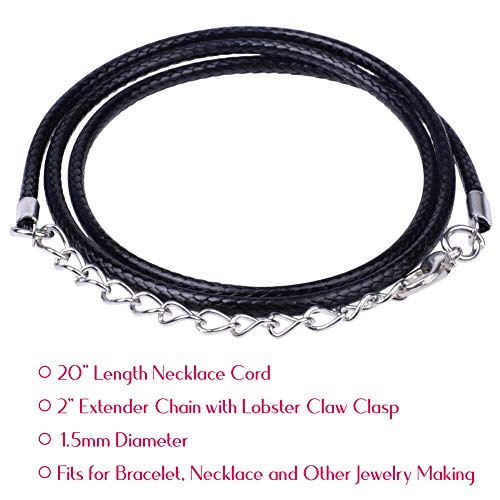 Selizo 100Pcs Necklace Cord for Jewelry Making, Black Waxed String Bracelet Making Supplies