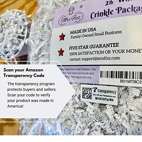 Mrs Fizz Crinkle Cut Paper Shred Filler for Packing and Filling Gift Baskets (2 LB) Kraft