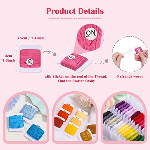 PAXCOO 488Pcs String Bracelet Making Kit, Friendship Bracelet String Kit with 50 Skeins Embroidery Floss Cross Stitch Thread, 400Pcs Friendship Bracelet Beads, 37Pcs Embroidery Tools and Storage Box