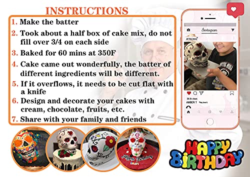 JETKONG Extra Large Silicone Skull Cake Mold Haunted Skull Baking Cake Pan for Halloween and Birthday Party