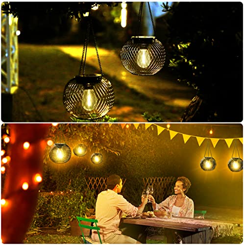 Solar Lantern Outdoor, KagoLing Upgraded Hanging Solar Lights Outdoor Garden Christmas Decorations Decorative Lighting Solar Powered Waterproof Tree Lantern for Garden Yard Patio Pathway, 2 Pack