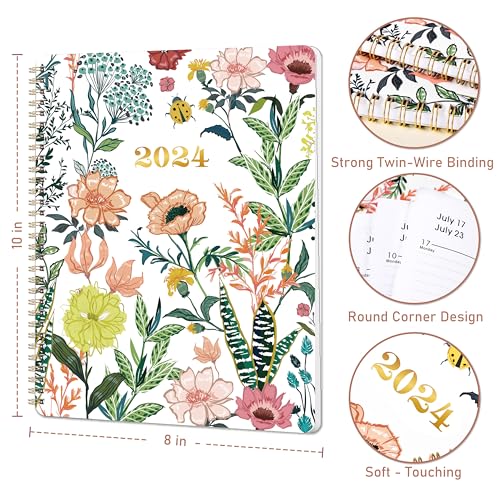 2024 Planner – Jan.2024 – Dec.2024, Planner 2024, 8" x 10", 2024 Calendar Planner with Weekly ＆ Monthly Spread, Tabs, Twin-Wire Binding, Thick Paper, Flexible Cover, Check Boxes as To-do List ＆ Notes