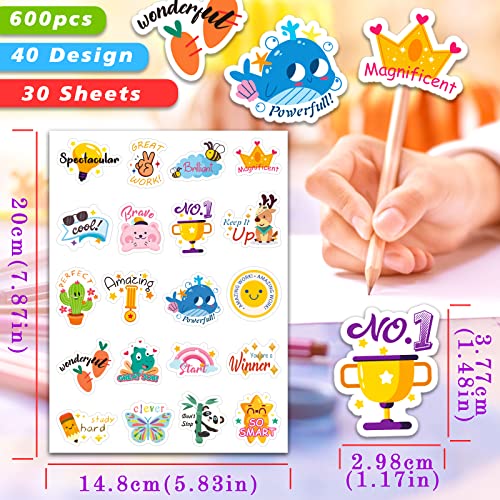 Reward Stickers for Kids,600PCS Motivational Stickers for Teachers Stickers Packs,Cute Animal Reward Stickers for Students Award School Incentive Stickers Teacher Supplies for Classroom