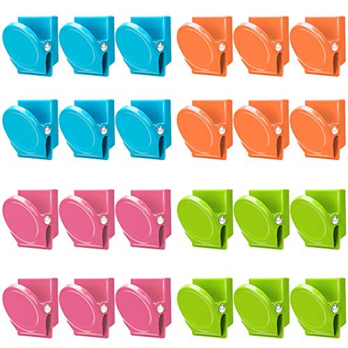 Magnetic Clips, 24 Pieces Magnetic Metal Clips, Fridge Magnet Refrigerator Whiteboard Wall Fridge Magnetic Memo Note Clips Magnets Metal Clip Classroom Organization Teacher Must Haves