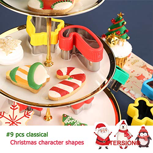 ETERSION Chrismtas Cookie Cutters 2" to 3.5" Cookie Cutters 9 Pieces Cookie Cutters Christmas Shapes