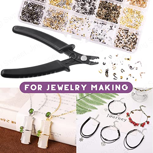 Swpeet 1501Pcs 6 Colors 4 Styles Brass Tube Crimp Beads with Bead Crimping Pliers Kit, Including Brass Tube Crimp Beads & Crimp Beads Knot Covers & Wire Guardians & Iron Bead Tips Knot Covers