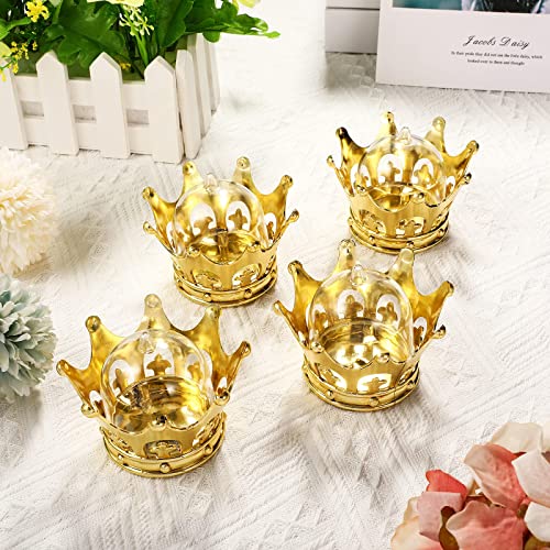 Gold Fillable Crown with Dome Party Favors Decorative Crown Candy Storage Boxes Fillable Golden Crown Candy Containers for Baby Shower Princess Birthday Party Supplies (15 Pieces)
