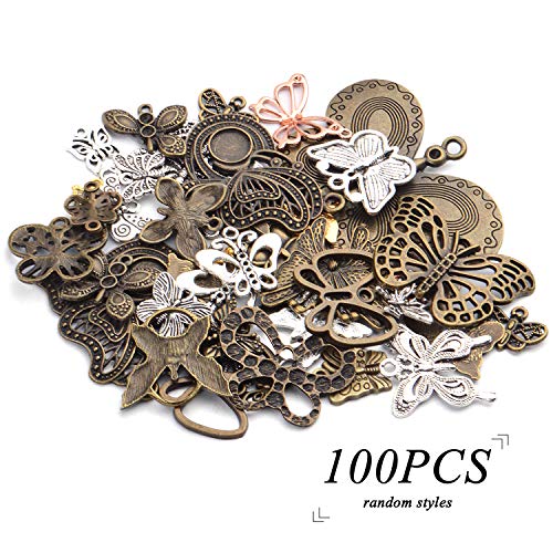 100g Mixed Butterfly Charms Vintage Fly Insect Pendant Charms for Necklace Bracelet Jewelry Making Crafting