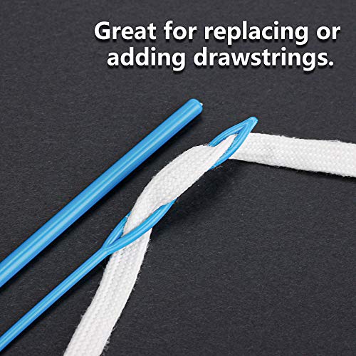 10 Pieces Bodkin Threader Drawstring Threader Set, Including 2 Flexible Plastic Drawstring Threader, 2 Stainless Steel Sewing Loop Turner Hook, 2 Metal Tweezers, 1 Bag, 3 Flat Plastic Threader