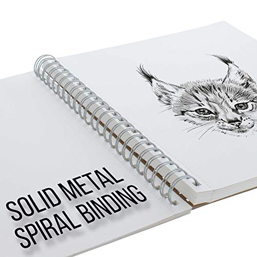 U.S. Art Supply 8" x 10" Sketch Book Pad, Pack of 2, 100 Sheets Each, 60lb (100gsm) - Spiral Bound Artist Sketching Drawing Paper Pad, Acid-Free - Graphite Colored Pencils, Charcoal - Adults, Students
