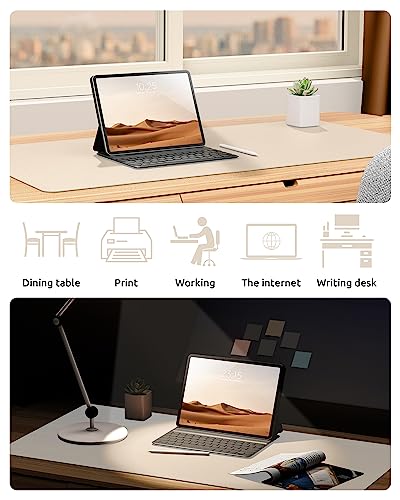 YSAGi Leather Desk Pad Protector, Office Desk Mat, Large Mouse Pad, Non-Slip PU Leather Desk Blotter, Waterproof Laptop Desk Writing Pad for Office and Home (23.6" x 13.8", Eggshell)