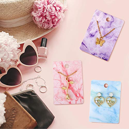 900 Pcs Marble Earring Necklace Display Card Holder for Selling, 250 Pcs 5 Colors Jewelry Display Cards 150 Pcs Self Seal Bags and 500 Earring Back for Jewelry Packing, 2 x 2.8 Inches (Marble)