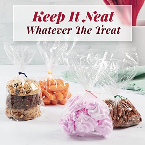 Prestee 200pk Clear Gift Bags for Favors, Cellophane Bags, 6x10 w/ 4" Twist Ties - Goodie Bags, Candy Bags, Cookie Bags for Gift Giving, Clear Treat Bags with Ties, Cellophane Treat Bags (200 Pack)