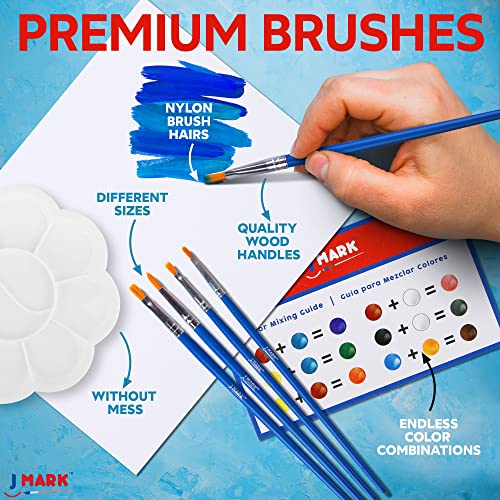 J MARK Painting Kit Includes Acrylic Paint Set, 8 x 10 in. Canvases, Brushes, Palette and More