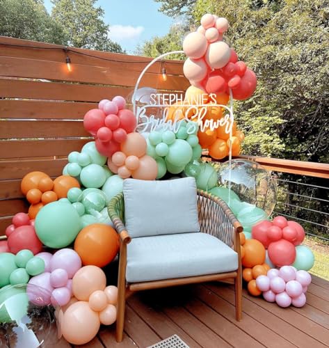 Pinbra Pastel Balloons Garland Kit Coral Balloons Teal Blue Balloons Champagne and Baby Pink Matte Balloons Gold Metallic Balloons for Baby Shower Rainbow Birthday Weeding Anniversary Decorations