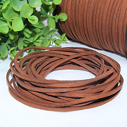 Tenn Well 2.6mm Suede Cord, 100 Yards Flat Faux Leather Cord for Jewelry Making, Necklace and Bracelet Making, Dream Catchers and DIY Crafts (Brown)